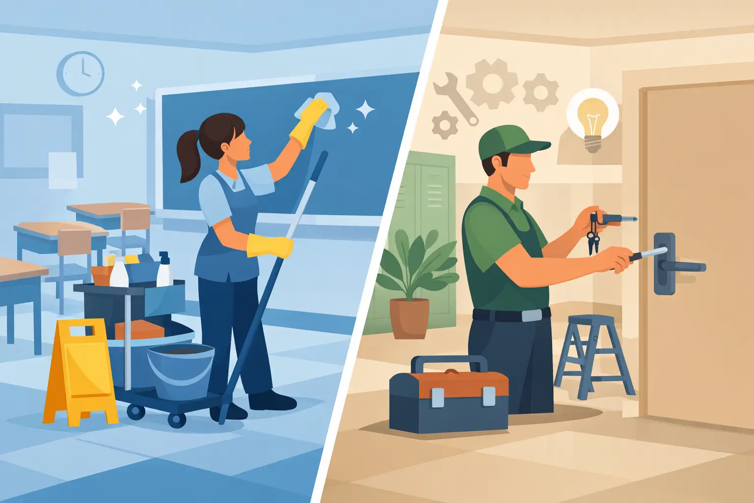 School Cleaning vs Caretaking Explained